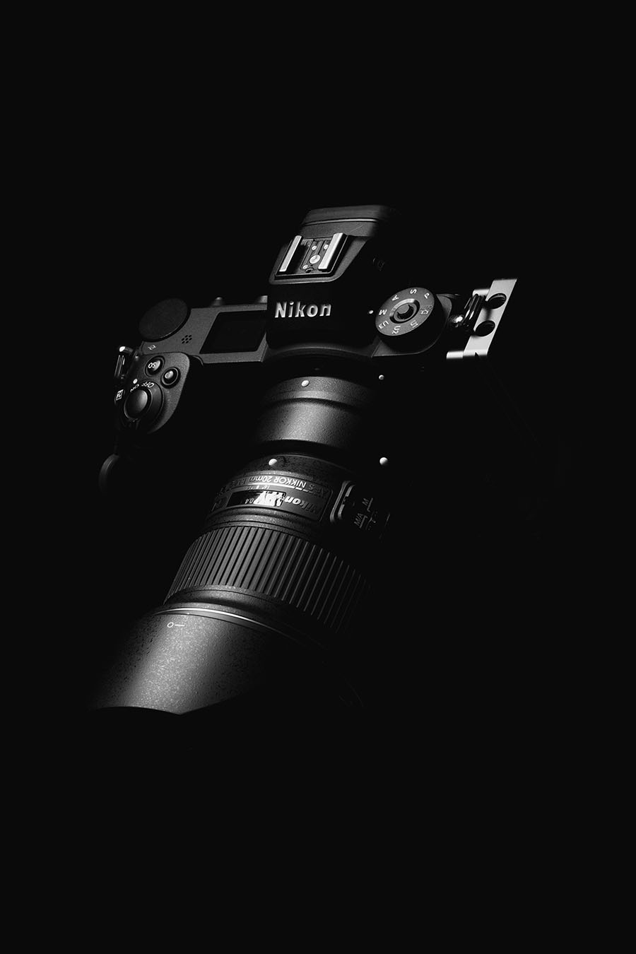 Camera on a dark background